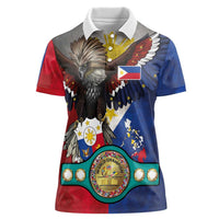 Custom Philippines World Champion Boxing Women Polo Shirt Eagle-Grunge Design LT03 Female Multicolor - Polynesian Pride