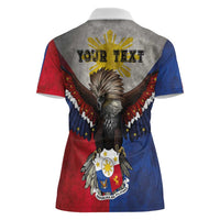 Custom Philippines World Champion Boxing Women Polo Shirt Eagle-Grunge Design - Polynesian Pride
