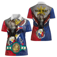 Custom Philippines World Champion Boxing Women Polo Shirt Eagle-Grunge Design LT03 - Polynesian Pride