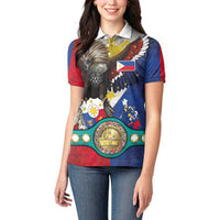 Custom Philippines World Champion Boxing Women Polo Shirt Eagle-Grunge Design - Polynesian Pride