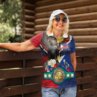 Custom Philippines World Champion Boxing Women Polo Shirt Eagle-Grunge Design LT03 - Polynesian Pride