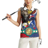 Custom Philippines World Champion Boxing Women Sleeveless Polo Shirt Eagle-Grunge Design - Polynesian Pride