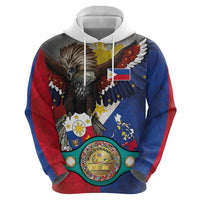 Custom Philippines World Champion Boxing Zip Hoodie Eagle-Grunge Design - Polynesian Pride