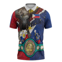 Custom Philippines World Champion Boxing Zipper Polo Shirt Eagle-Grunge Design LT03 Multicolor - Polynesian Pride