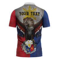 Custom Philippines World Champion Boxing Zipper Polo Shirt Eagle-Grunge Design LT03 - Polynesian Pride