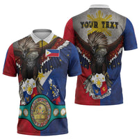 Custom Philippines World Champion Boxing Zipper Polo Shirt Eagle-Grunge Design LT03 - Polynesian Pride