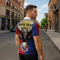 Custom Philippines World Champion Boxing Zipper Polo Shirt Eagle-Grunge Design - Polynesian Pride