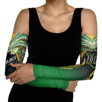 Custom Cook Islands Rugby League Arm Sleeves Avaiki Tatau Tribal Motifs Black Color - Polynesian Pride