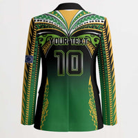 Custom Cook Islands Rugby League Blazer Avaiki Tatau Tribal Motifs Black Color - Polynesian Pride