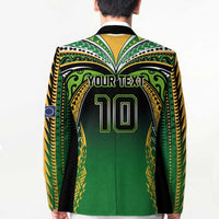 Custom Cook Islands Rugby League Blazer Avaiki Tatau Tribal Motifs Black Color - Polynesian Pride