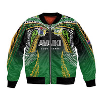Custom Cook Islands Rugby League Bomber Jacket Avaiki Tatau Tribal Motifs Black Color - Polynesian Pride