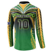 Custom Cook Islands Rugby League Button Sweatshirt Avaiki Tatau Tribal Motifs Black Color - Polynesian Pride