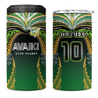 Custom Cook Islands Rugby League 4 in 1 Can Cooler Tumbler Avaiki Tatau Tribal Motifs Black Color - Polynesian Pride