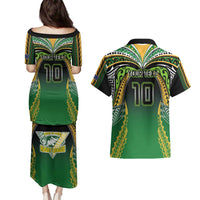 Custom Cook Islands Rugby League Couples Matching Puletasi and Hawaiian Shirt Avaiki Tatau Tribal Motifs Black Color - Polynesian Pride