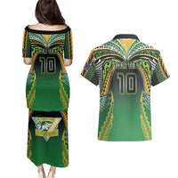 Custom Cook Islands Rugby League Couples Matching Puletasi and Hawaiian Shirt Avaiki Tatau Tribal Motifs Black Color - Polynesian Pride
