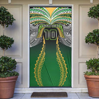 Custom Cook Islands Rugby League Door Cover Avaiki Tatau Tribal Motifs Black Color - Polynesian Pride