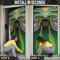 Custom Cook Islands Rugby League Door Cover Avaiki Tatau Tribal Motifs Black Color - Polynesian Pride