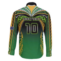 Custom Cook Islands Rugby League Family Matching Long Sleeve Bodycon Dress and Hawaiian Shirt Avaiki Tatau Tribal Motifs Black Color - Polynesian Pride