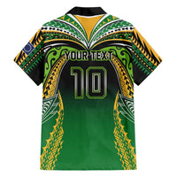 Custom Cook Islands Rugby League Family Matching Off The Shoulder Long Sleeve Dress and Hawaiian Shirt Avaiki Tatau Tribal Motifs Black Color - Polynesian Pride