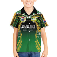 Custom Cook Islands Rugby League Family Matching Off Shoulder Short Dress and Hawaiian Shirt Avaiki Tatau Tribal Motifs Black Color - Polynesian Pride