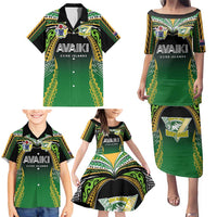 Custom Cook Islands Rugby League Family Matching Puletasi and Hawaiian Shirt Avaiki Tatau Tribal Motifs Black Color - Polynesian Pride