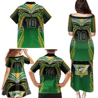 Custom Cook Islands Rugby League Family Matching Puletasi and Hawaiian Shirt Avaiki Tatau Tribal Motifs Black Color - Polynesian Pride