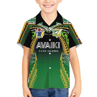 Custom Cook Islands Rugby League Family Matching Puletasi and Hawaiian Shirt Avaiki Tatau Tribal Motifs Black Color - Polynesian Pride