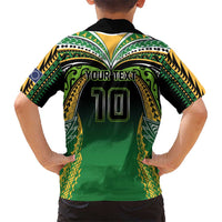 Custom Cook Islands Rugby League Family Matching Tank Maxi Dress and Hawaiian Shirt Avaiki Tatau Tribal Motifs Black Color - Polynesian Pride