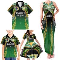 Custom Cook Islands Rugby League Family Matching Tank Maxi Dress and Hawaiian Shirt Avaiki Tatau Tribal Motifs Black Color - Polynesian Pride