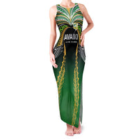 Custom Cook Islands Rugby League Family Matching Tank Maxi Dress and Hawaiian Shirt Avaiki Tatau Tribal Motifs Black Color - Polynesian Pride