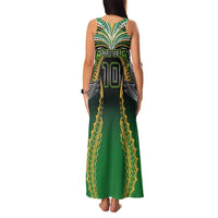 Custom Cook Islands Rugby League Family Matching Tank Maxi Dress and Hawaiian Shirt Avaiki Tatau Tribal Motifs Black Color - Polynesian Pride