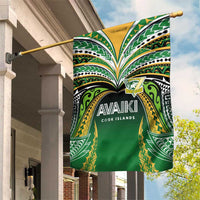 Cook Islands Rugby League Garden Flag Avaiki Tatau Tribal Motifs Black Color - Polynesian Pride