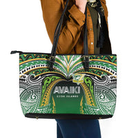 Cook Islands Rugby League Leather Tote Bag Avaiki Tatau Tribal Motifs Black Color - Polynesian Pride