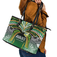 Cook Islands Rugby League Leather Tote Bag Avaiki Tatau Tribal Motifs Black Color - Polynesian Pride