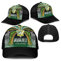 Cook Islands Rugby League Mesh Trucker Cap Avaiki Tatau Tribal Motifs Black Color - Polynesian Pride