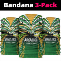 Cook Islands Rugby League Neck Gaiter Avaiki Tatau Tribal Motifs Black Color - Polynesian Pride