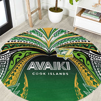Cook Islands Rugby League Round Carpet Avaiki Tatau Tribal Motifs Black Color - Polynesian Pride