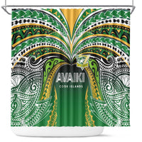 Cook Islands Rugby League Shower Curtain Avaiki Tatau Tribal Motifs Black Color - Polynesian Pride