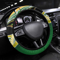 Cook Islands Rugby League Steering Wheel Cover Avaiki Tatau Tribal Motifs Black Color - Polynesian Pride