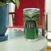Custom Cook Islands Rugby League Tumbler Cup Avaiki Tatau Tribal Motifs Black Color - Polynesian Pride