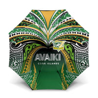 Cook Islands Rugby League Umbrella Avaiki Tatau Tribal Motifs Black Color - Polynesian Pride