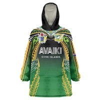 Custom Cook Islands Rugby League Wearable Blanket Hoodie Avaiki Tatau Tribal Motifs Black Color - Polynesian Pride