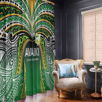 Cook Islands Rugby League Window Curtain Avaiki Tatau Tribal Motifs Black Color - Polynesian Pride