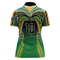 Custom Cook Islands Rugby League Women Polo Shirt Avaiki Tatau Tribal Motifs Black Color - Polynesian Pride