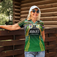 Custom Cook Islands Rugby League Women Polo Shirt Avaiki Tatau Tribal Motifs Black Color - Polynesian Pride