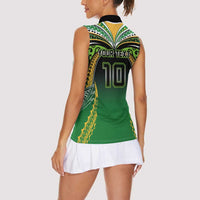 Custom Cook Islands Rugby League Women Sleeveless Polo Shirt Avaiki Tatau Tribal Motifs Black Color - Polynesian Pride