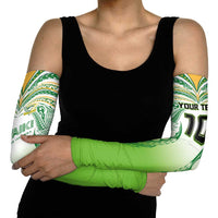 Custom Cook Islands Rugby League Arm Sleeves Avaiki Tatau Tribal Motifs White Color - Polynesian Pride