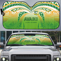 Cook Islands Rugby League Auto Sun Shade Avaiki Tatau Tribal Motifs White Color - Polynesian Pride
