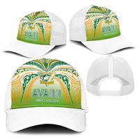 Cook Islands Rugby League Baseball Net Cap Avaiki Tatau Tribal Motifs White Color - Polynesian Pride