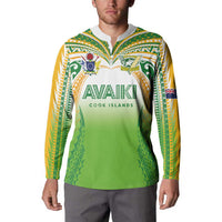 Custom Cook Islands Rugby League Button Sweatshirt Avaiki Tatau Tribal Motifs White Color - Polynesian Pride